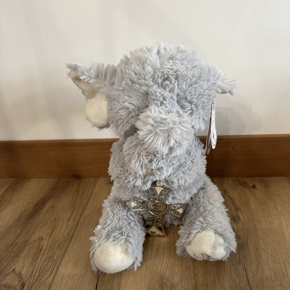 NWT New Ganz Serenity Elephant Silver Crib Cross‎ Plush 12" Baptism Baby Gift